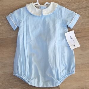 Anvy Kids Boys Bubble One-Piece Blue 6 Months Peter Pan Collar Button Accents
